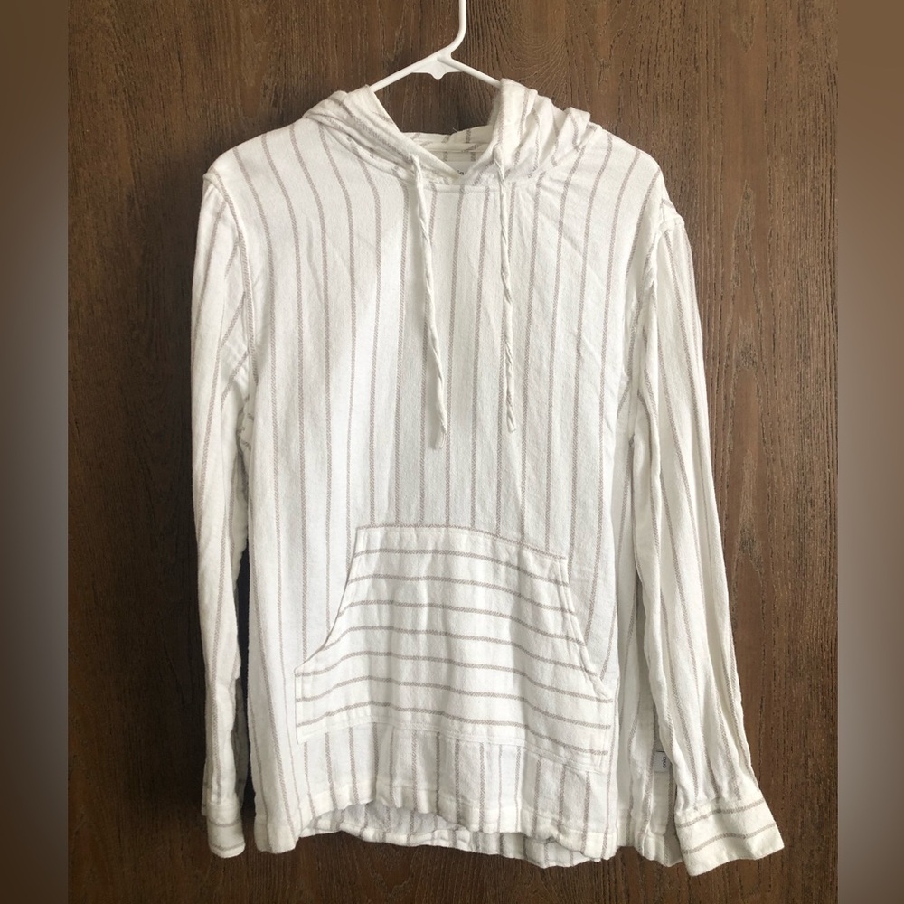 Onia Hooded Long Sleeve Swim Coverup
Size Large 
White with brown stripes
